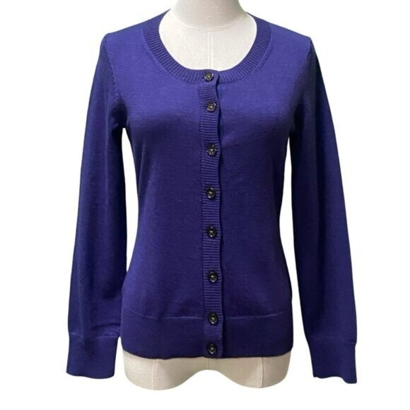 Banana Republic Sweaters - Banana Republic Long Sleeve Extra Fine Merino Wool Purple Cardigan Size S/P